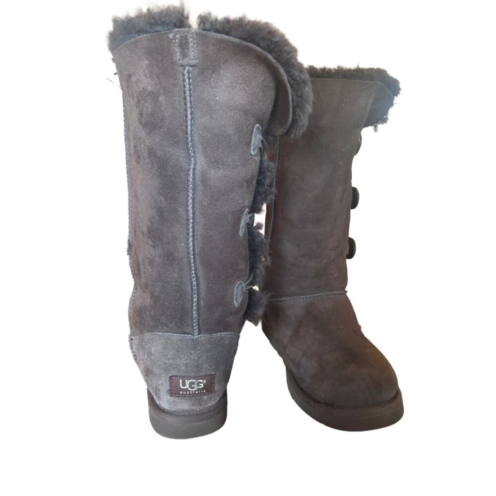 UGG Tall Chocolate Brown Bailey Button Boots Size 8